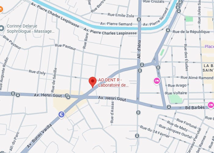 AO DENT R Carcassonne : Plan d'Accès Laboratoire Dentaire Plan Google Maps du laboratoire AO DENT R situé Avenue Henri Gout à Carcassonne.